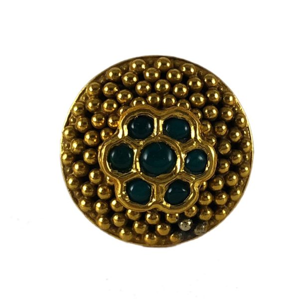 Jadau Green Ghungroo Gold plated Ring - Image 2