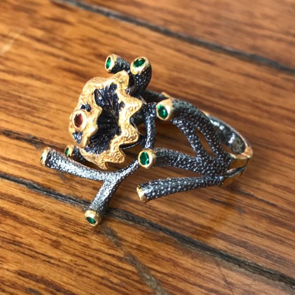 Organic CZ Dual tone Gold plated Ring - Image 3