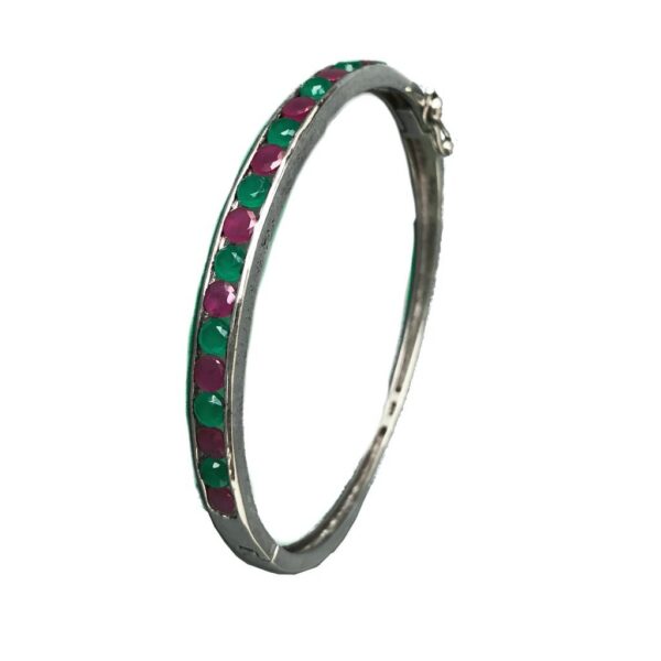 red green onyx sterling silver bracelet
