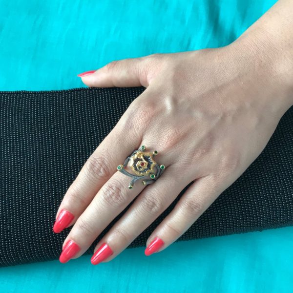 Organic CZ Dual tone Gold plated Ring - Image 2