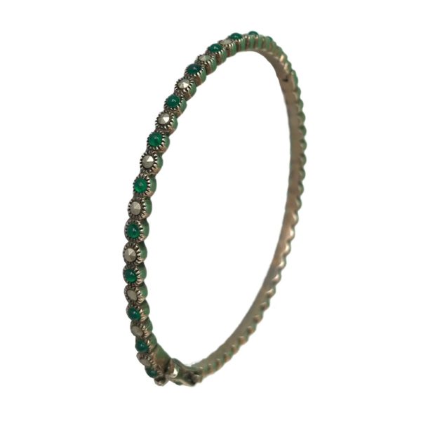 green onyx mercasite sterling silver bracelet