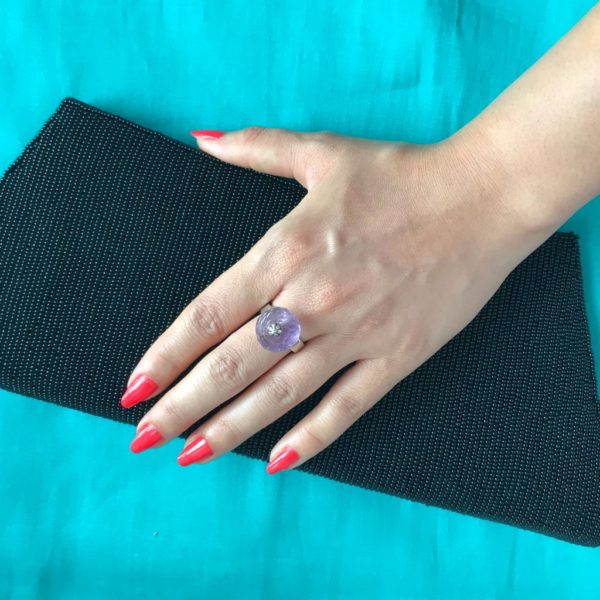 Amethyst Checkered Bead Ring - Image 2