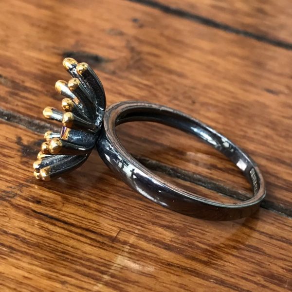 Organic Amethyst Dual tone Gold plated Ring - Image 4