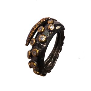 octopus cz dual tone gold plated sterling silver ring