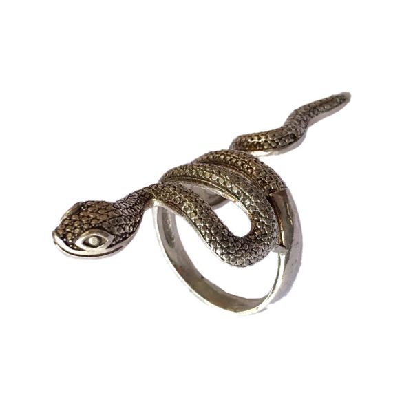 large snake sterling silver ring