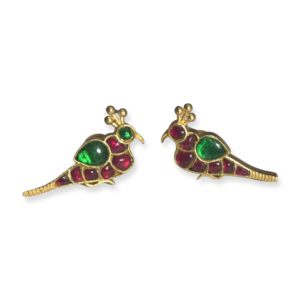 jadau gold plated sterling silver bird stud earrings