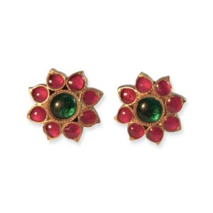 jadau gold plated flower stud sterling silver earrings