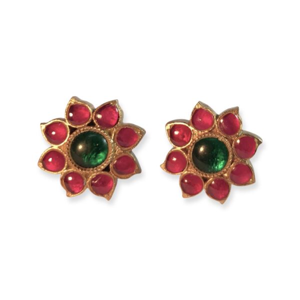 jadau gold plated flower stud sterling silver earrings