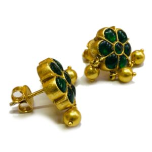 sterling silver jadau gold plated green flower earrings