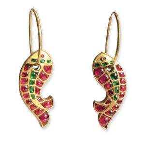 gold plated sterling silver jadau fish earrings