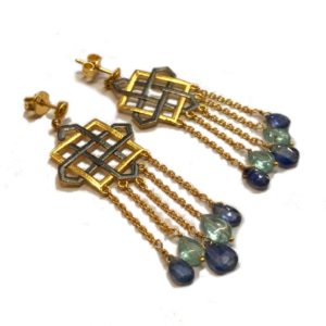 dual tone apatite and kynite earrings