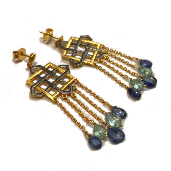 dual tone apatite and kynite earrings