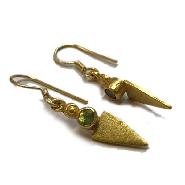 Contemporary Gold plated small peridot Earrings - Image 2