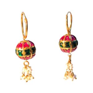 gold plated jadau ball earrings