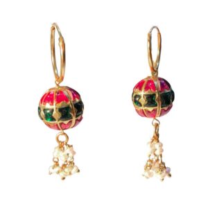 gold plated jadau ball earrings