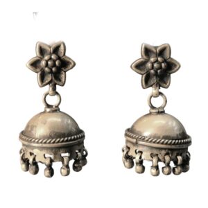 pure 925 sterling silver jhumka jhumki in oxidized silver finish