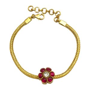 jadau red green stone bracelet in gold plated sterling silver
