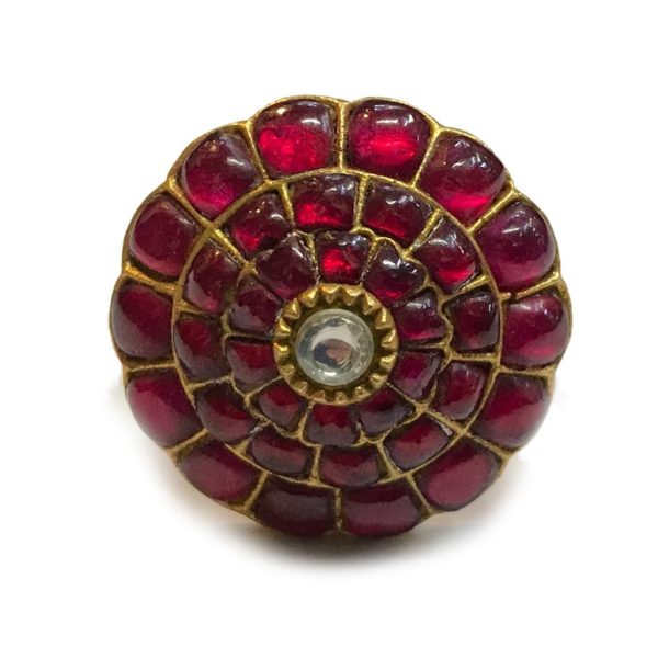 Jadau South Indian Red Stone Gold plated Ring - Image 2
