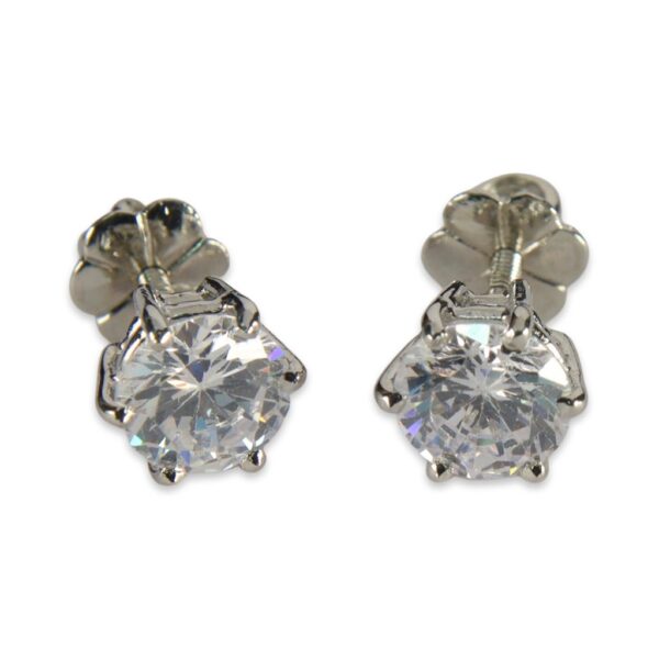 Classic Solitaire CZ Earrings - Image 2