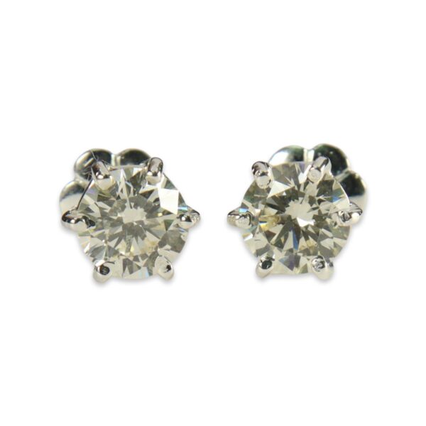 Round Diamond Stud Earrings 0.8 CT- 14k White Solid Gold - Oak & Luna