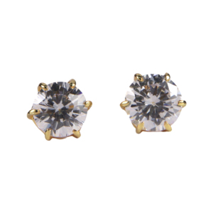 gold plated american diamond studs with cz solitaires