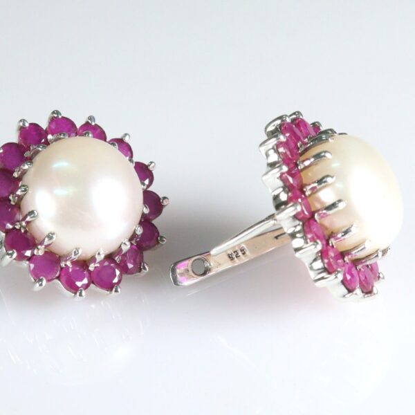 Pearl & Ruby silver studs - Image 2