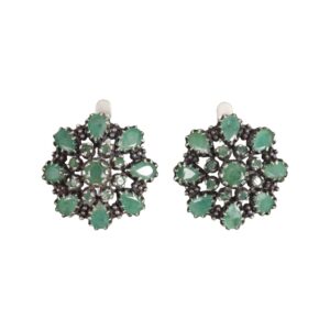 antique look emerald earrings in silver
