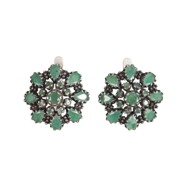 antique look emerald earrings in silver