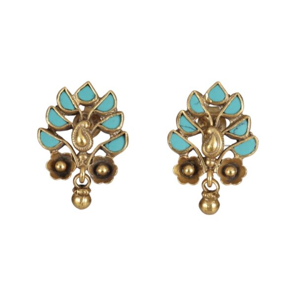 Turquoise Gold plated stud earrings - Image 1