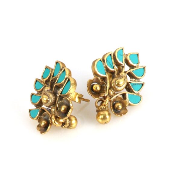 Turquoise Gold plated stud earrings - Image 2