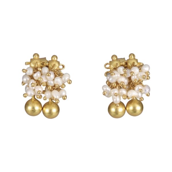 Pearls bunch Gold plated stud earrings - Image 1