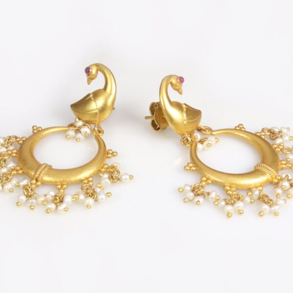 Gold plated Swan Bali earrings - Image 2