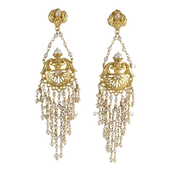 Pearls Chandelier Gold plated earrings - Image 1