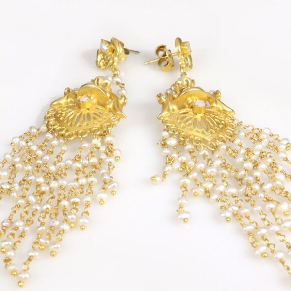 Pearls Chandelier Gold plated earrings - Image 2