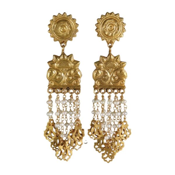 Shop Sparkly and Traditional Long Gold Drop Earrings for Weddings –  PoetryDesigns