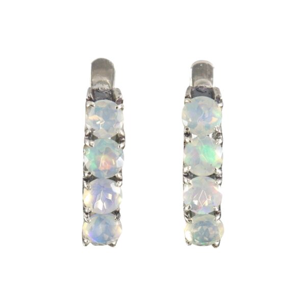 Opal Hoop style Silver earrings - Image 1
