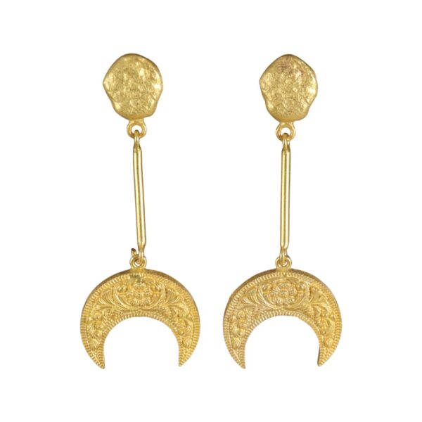 Ethno Modern Long Gold plated earrings - Image 1