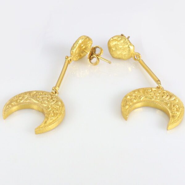 Ethno Modern Long Gold plated earrings - Image 2