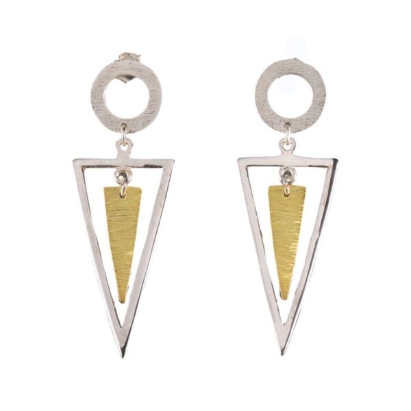 Modern two tone triangle earrings - Image 1
