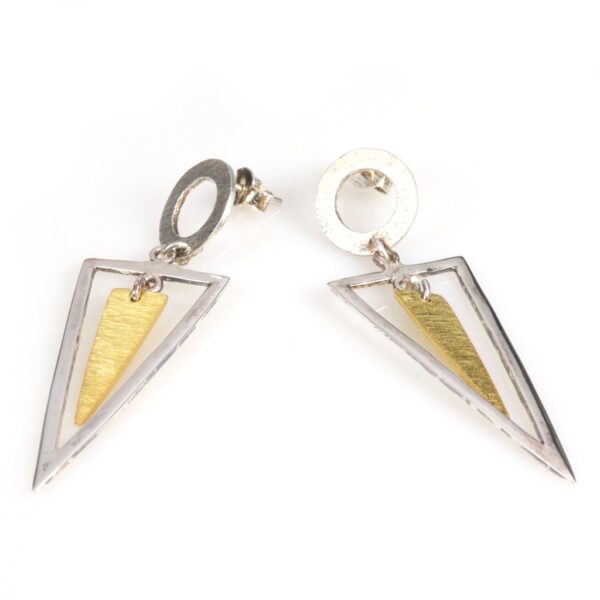 Modern two tone triangle earrings - Image 2