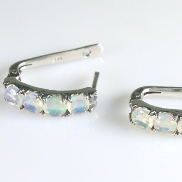 Opal Hoop style Silver earrings - Image 2