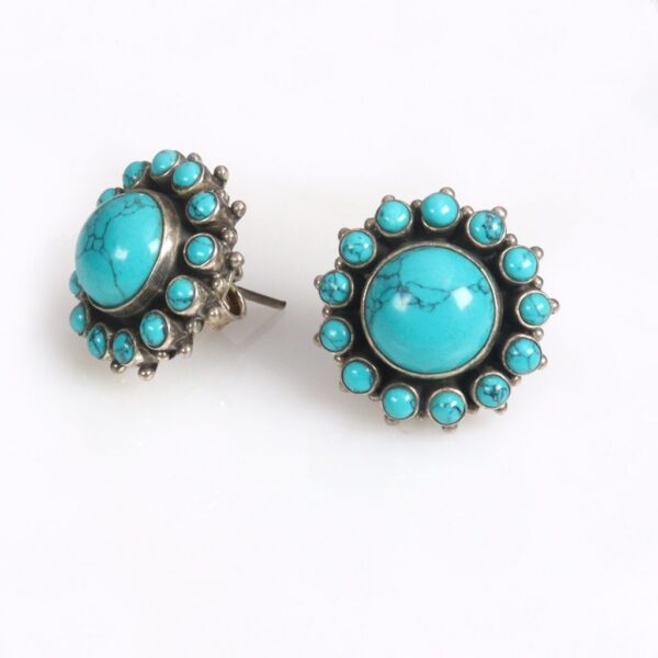 Large Turquoise stud earrings - Image 2
