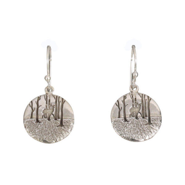 Modern deer in forest earrings - Image 1