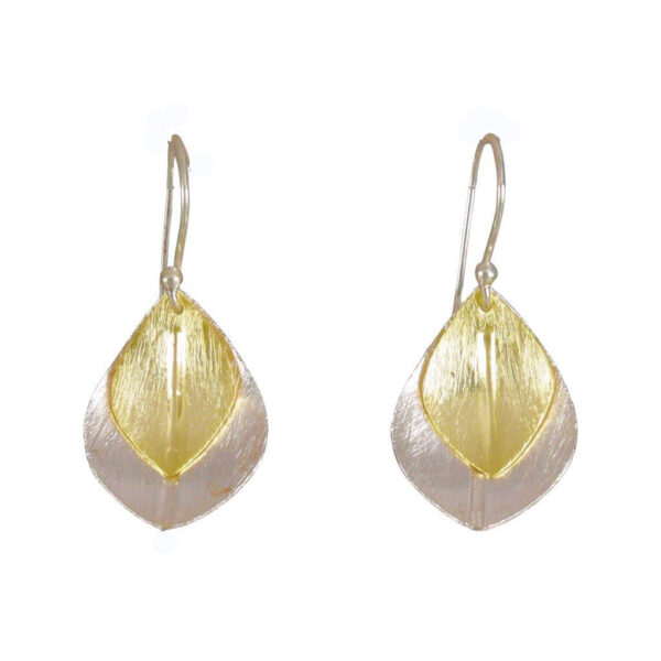 Modern two tone leaf earrings - Image 1