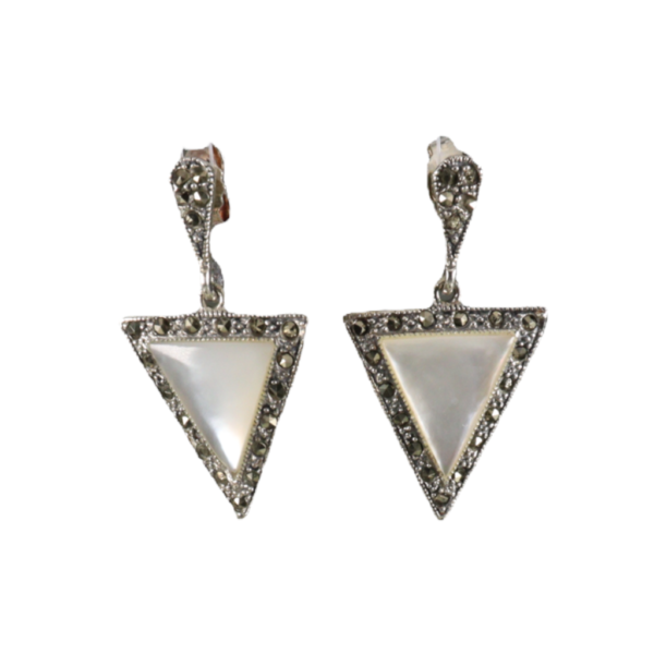 MOP Triangle Mercasite Earrings - Image 1