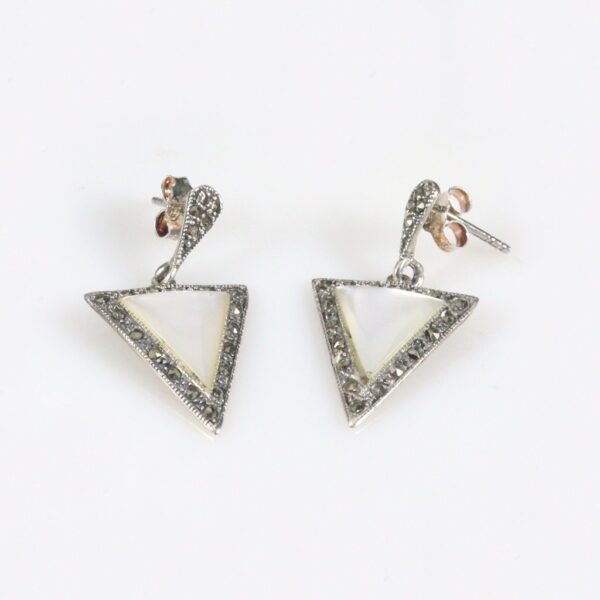 MOP Triangle Mercasite Earrings - Image 2