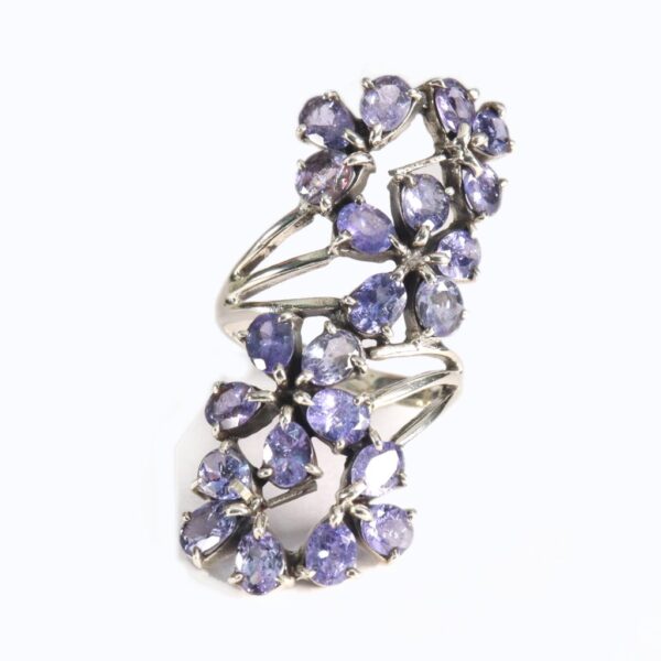 Long cocktail Tanzanite Silver Ring - Image 2