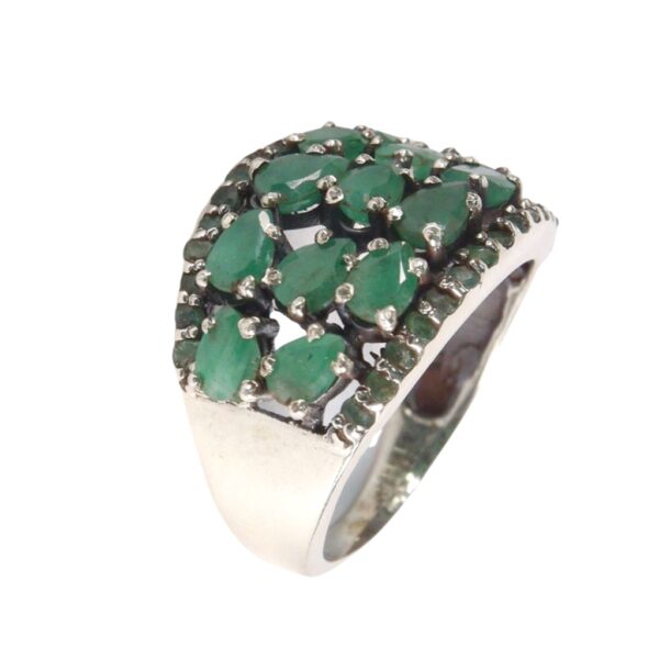 Contemporary Emerald Silver Ring - Image 1
