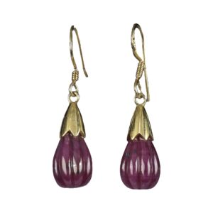 carved ruby drops earrings