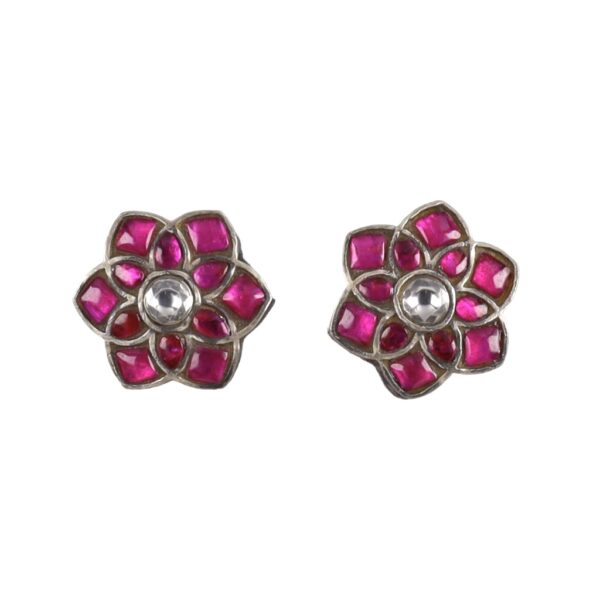 Jadau Flower Stud Earrings - Image 1